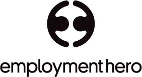 employment hero logo with interlocking circles for collaboration, black and white design representing modern employment solutions