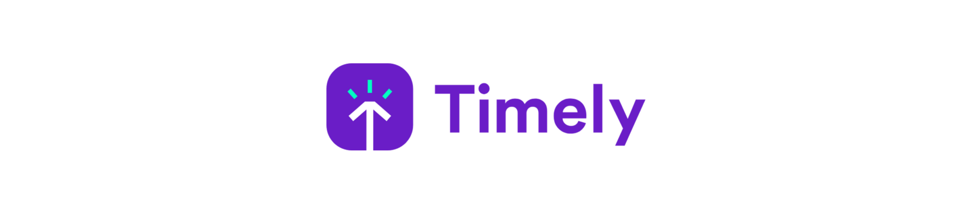 Timely app logo with a purple background featuring a white upward arrow and text. Ideal for productivity tools. , timely, productivity